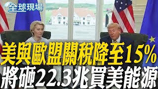 川普與歐盟達成協議關稅降至15% 將砸22.3兆買美能源｜美歐達成關稅協議 范德萊恩:15%已是最好的結果【全球現場】20250728 @全球大視野Global_Vision