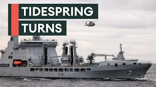 Why has RFA Tidespring broken away from Carrier Strike Group 25?