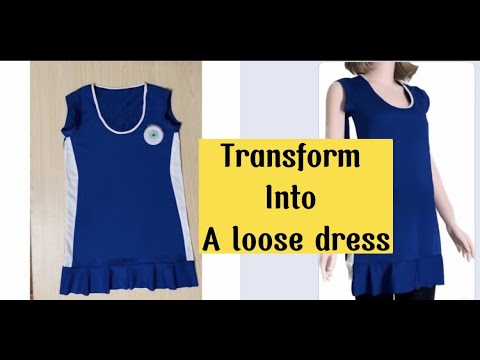 How to sew a loose dress for fat people, from a large T-shirt. Simple - Save money.