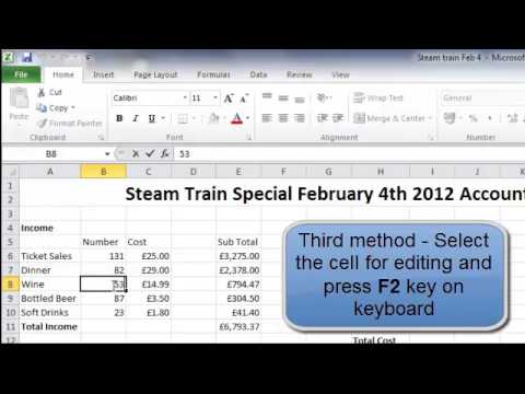 How to use Excel - Editing cells in Excel computer lesson