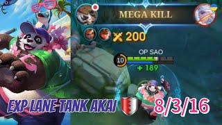 💥Unstoppable TANK Akai EXP Lane Gameplay | Mobile Legends
