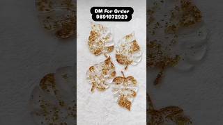 Handcrafted Resin Leaf Coaster with Gold Foil – Elegant Epoxy Drink Coaster