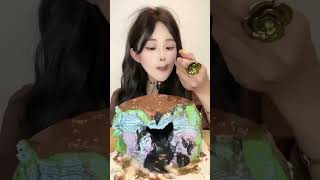 Dark Chocolate Lava Moist Mousse Foam Cake #asmr #mukbang #chocolatedessert #kisscake #overloadcake