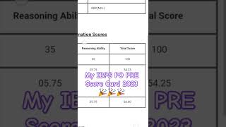 My IBPS PO Pre Score Card 2023 #ibps #ibpspo2023