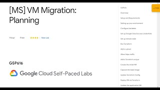 Google Cloud VM Migration: Planning Lab | Google Cloud | Qwiklabs