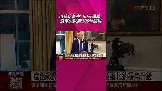 川普給普亭"50天通牒" 沒停火就課100%關稅 能源買方中印恐重傷 北約援烏升級!買單愛國者飛彈｜非凡財經新聞｜20250715 #shorts