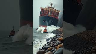 货轮触礁瞬间画面曝光 #船舶运输 The moment the freighter hits the reef, the picture is exposed #Ship transportation