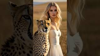 A girl is playing with a Leopard and fuses with it   #talent  #agt   #youtubeshorts  #ai  #magic