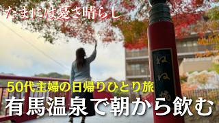 【アラフィフ主婦vlog】有馬温泉！日帰り女ひとり旅♨人気の食べ歩き12選/やっぱり最後は飲んで食べて手酌して！