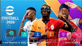 EFOOTBALL PES 2026 PPSSPP ISO NO TEXTURES & NO SAVEDATA NEW KITS 2025/26 REAL FACES & TRANSFERS
