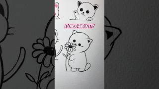 Flower and kitty 🐱 #drawing #easyartlover #art #cuteart #fypシ゚viral