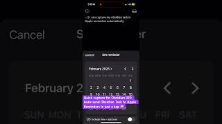 New app: Quick capture for Obsidian iOS integrates with Apple Reminders app #obsidianmd