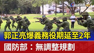 郭正亮爆義務役期延至2年 國防部：無調整規劃