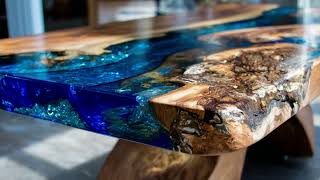 Epoxy Table With Deep Blue River Effect | My Most Beautiful DIY Project Yet — Full Pour & Finish