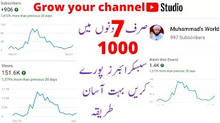 Complete 1000 Subscribers in just 7 Days how to get 1000 subscribers on YouTube