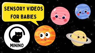 🪐🌟 Cute Planets Animation with Music 🎶 for Baby's Sensory Development | Minino Babies