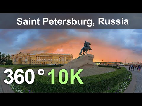 Saint Petersburg, Russia. Virtual travel. Aerial 360 video in 10K.