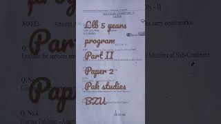 llb 5 years program Part II| paper 2| Pak studies #llb #law #5years #bzu #pakstudies #papers