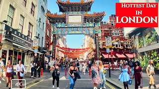 London Walk: Chinatown to Leicester Square in 31°C Heat 🔥 | 4K City Tour"