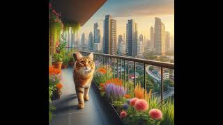 cat walking along condomenium in bangkok #bingai