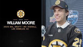 William Moore speaks to the media after being drafted by the Boston Bruins.