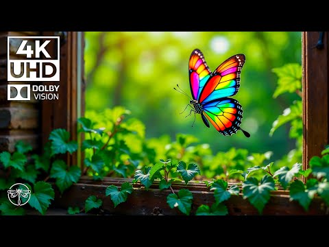 Butterfly’s Serenity 4K 🦋🍀  Soothing Piano & Colorful Flight in a Vintage Sanctuary
