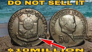Very old coin۔1971 Philippine 50 Sentimo Coin – Rare History, National Pride!