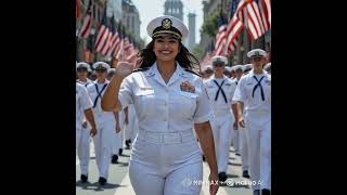 US female military marching.