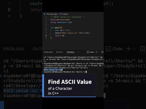 Find ASCII Value of a Character in C++ | Quick Guide #programming  #shorts