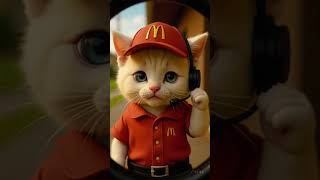 Cat in McDonald's – First Day on the Job  #cat #catshorts #meow #meowcat #kitten