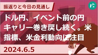 【FX】ドル円、イベント前の円キャリー巻き戻し続く。米指標、米金利動向に注目