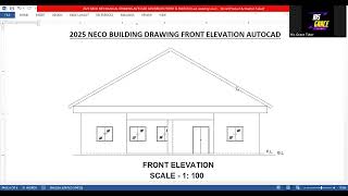 2025 NECO FRONT ELEVATION OF BUILDING DRAWING IN AUTOCAD 