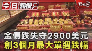 金價跌失守2900美元 創3個月最大單週跌幅｜TVBS新聞 @TVBSNEWS01