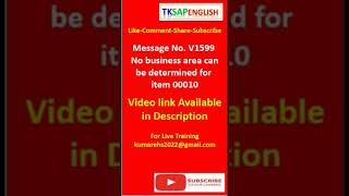 Error Message No. V1599 - No business area can be determined for item 00010
