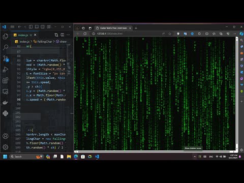 ASMR Programing HACKER MATRIX FLOW App with html, JavaScript and no CSS