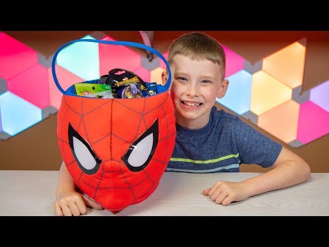 HUGE Spider-Man Bucket Surprise Eggs Blind Bags Spiderman Superhero Toys for Boys Kinder Playtime