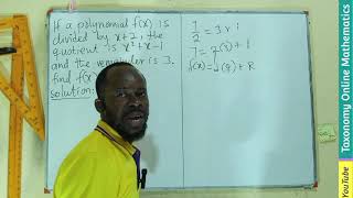 Polynomial Division: f(x) ÷ (x + 2) with Quotient x² + x – 1 and Remainder 3 | Find f(x)