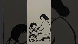 留白的臉部，為親子時光創造了想像空間！_葉世強畫家 #創意 #當代藝術