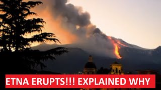 Mount Etna spewing lava.  Mount Etna Erupts Again- explained