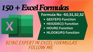 150 Plus Excel Formulas with Examples | HLOOKUP(), HEX2DEC(), HOUR(), GESTEP() Functions in Excel