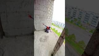 spiderman parkour Free running pov 🥳#rooftop #parkourfreerun #spiderman #shortslife