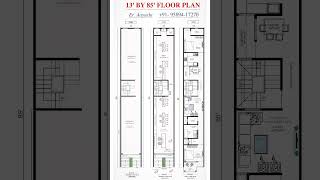 13' by 85' House Plan with 3 bedrooms| one study room | 3bhk house | Shop Naksha| #sale #realestate