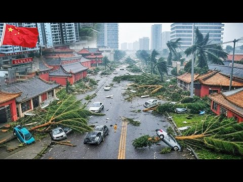 China Devastated: Typhoon Hits Hainan, Roofs Blown Off, Trees Fall, Cars Overturned