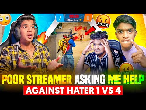 😨POOR STREAMER CRYING😭| AGAINST HATER🤬| 1 VS 4🔥 SERIOUS MATCH💻| FREE FIRE IN TELUGU #dfg  #freefire