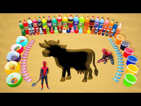 How to make Rainbow Cow with Orbeez, Giant Fanta, Schweppes, Mtn Dew, Pepsi, Coca Cola vs Mentos