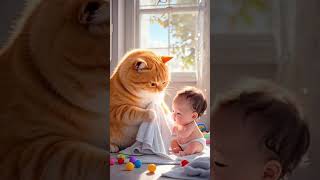 baby caring 👶🐱# cute #funny #aimotion #aiart