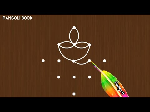 Realistic Diya Rangoli Design|Vilakku Kolam|Dheepam Muggulu|5*1| Dots|Rangoli Book|