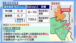 道路陥没事故から11日目　陥没下流の水質、一部で環境基準を上回る