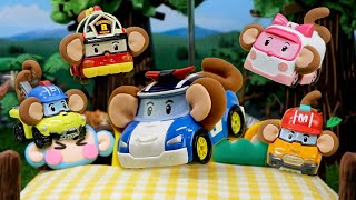 五只小猴🐵 | 寶寶學數字 | 居家安全歌 | 幼兒安全 | 玩具版本 | 玩具游戏│流行儿歌│儿童童谣│变形警车珀利TV 中文