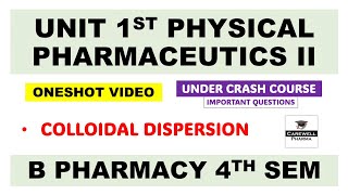 Unit 1 Physical pharmaceutics 4th semester | Colloidal Dispersion | Carewell Pharma